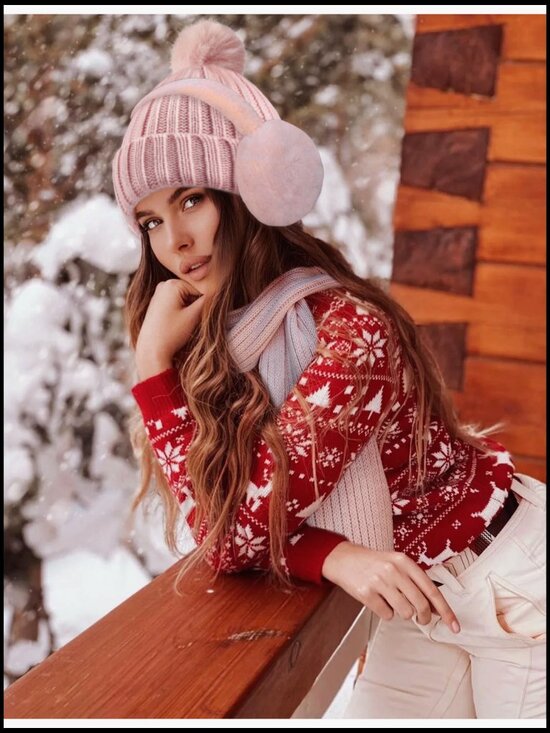 5-Piece Winter Set: Beanie, Scarf, Gloves, Ear Muffs, Fuzzy Socks main image 6